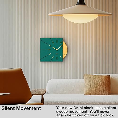 Miniatura 7 de Driini Reloj de pared moderno de mediados de siglo, paquete verde y azul
