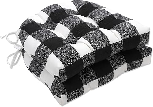 Pillow Perfect 660592 Anderson - Almohadillas para sillas grandes para exteriores e interiores, 17.3 x 16.5 in, color negro, paquete de 2