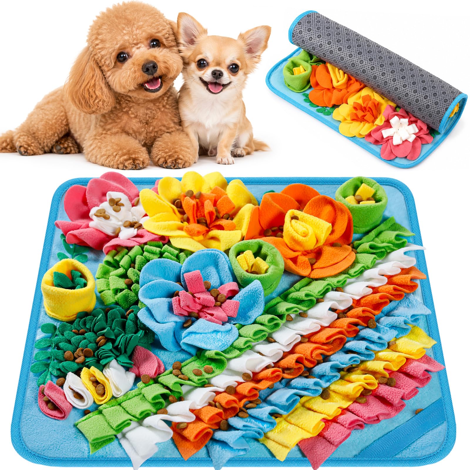 Gimars Alfombra Olfativa Perros Juguete Interactivo Antiestrés para Estimulación Mental y Entrenamiento Olfativo Forro Polar Antideslizante 39×39cm para Cachorros y Perros Pequeños