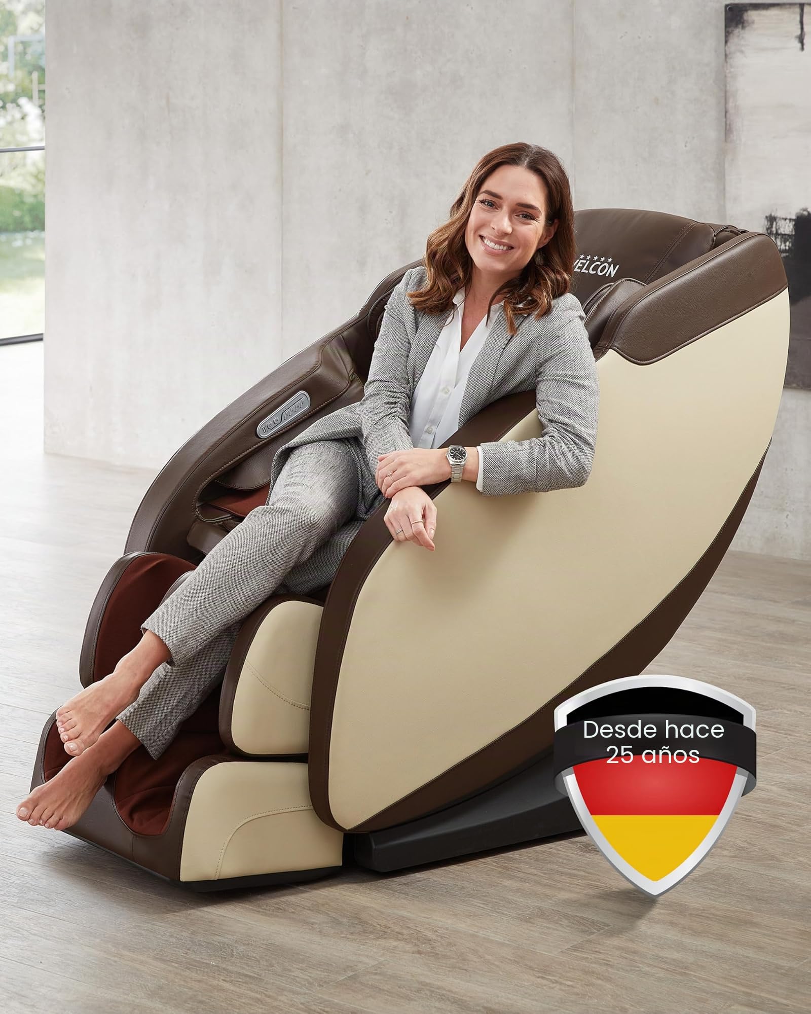 WELCON sillón de Masaje de Lujo | sillón de Masaje shiatsu marrón/Beige Prestige II