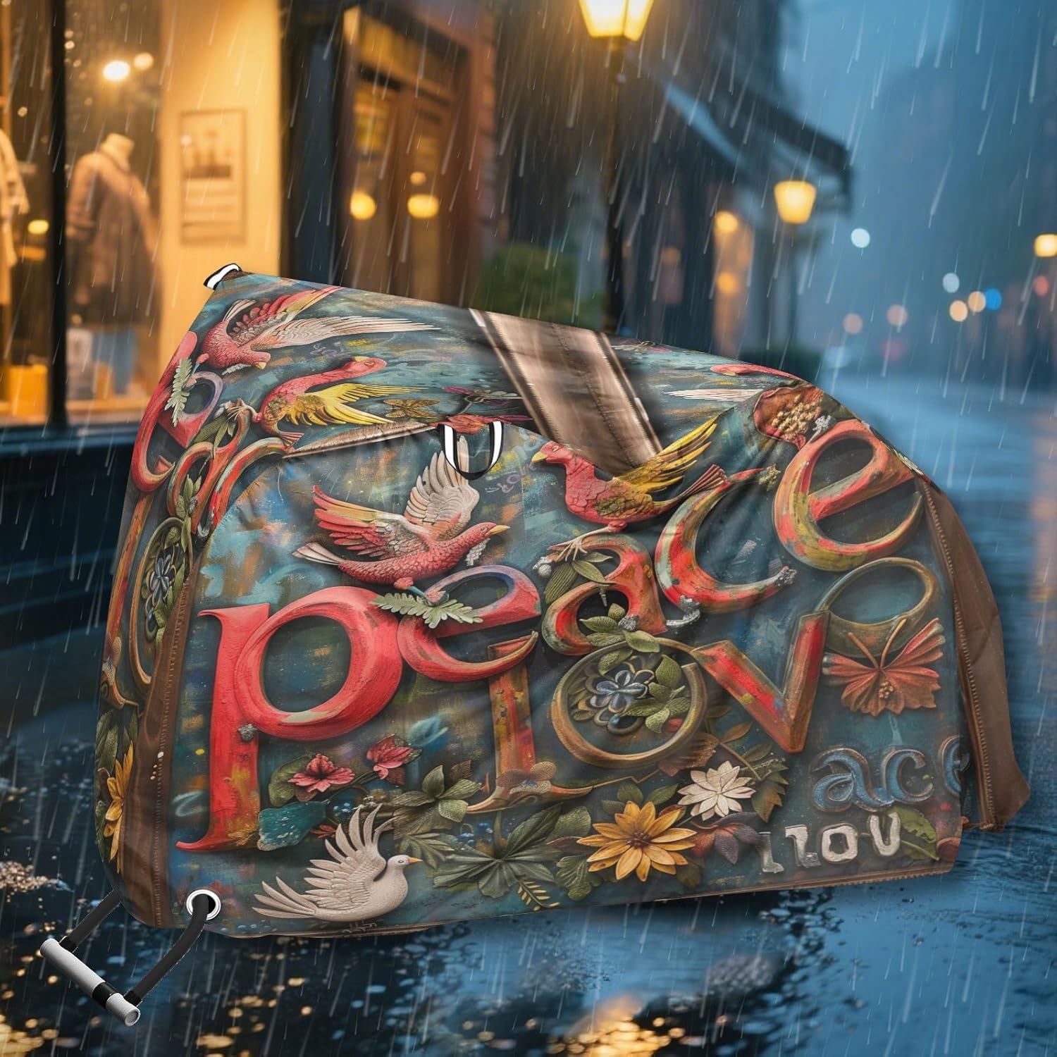 ALAZA Peace and Love Dove Bike Cover Waterproof Outdoor Ebike Bicycle Covers Tarp Protection for 1/2 Bikes, Sun UV Dust Wind Proof