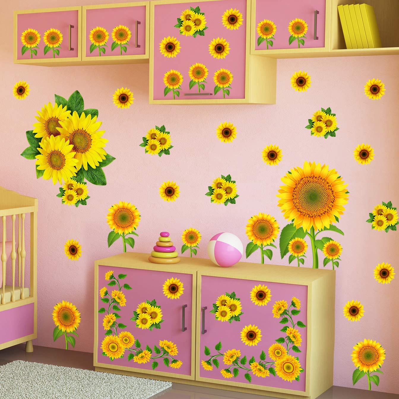 41 PCS 3D Sunflower Wall Decals - Removable Vinyl Stickers For Bedroom, Living Room, Kids Room - View #9