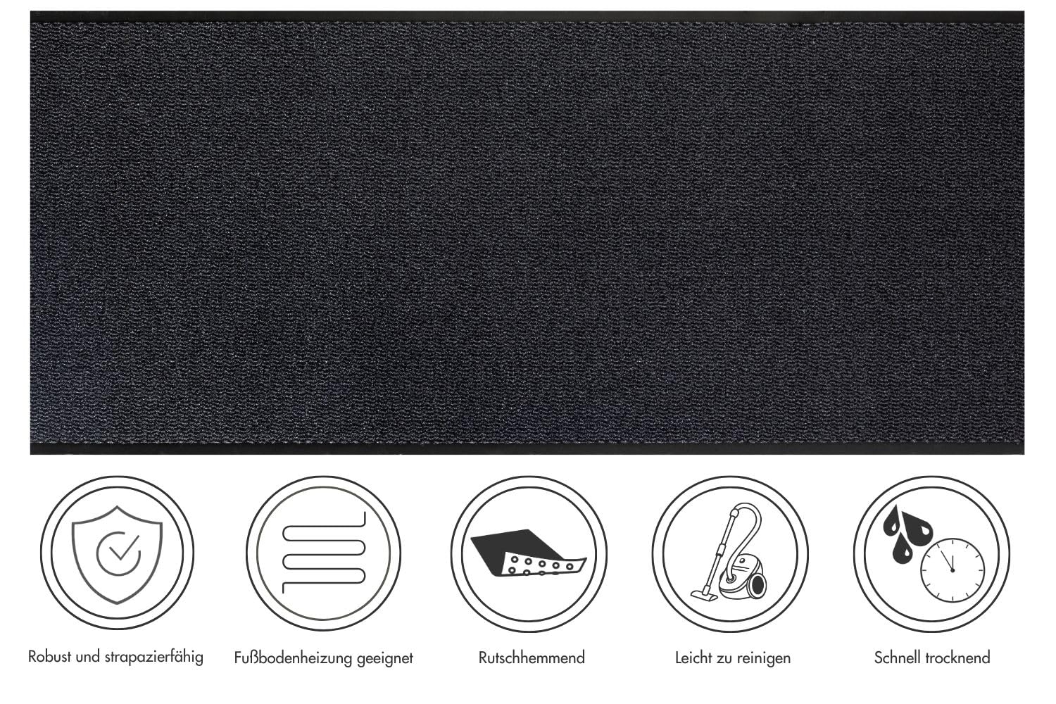 andiamo Zerbino Easy per ingresso di casa, utilizzabile nel corridoio come tappetino per porta o passatoia antracite, 90 x 200 cm