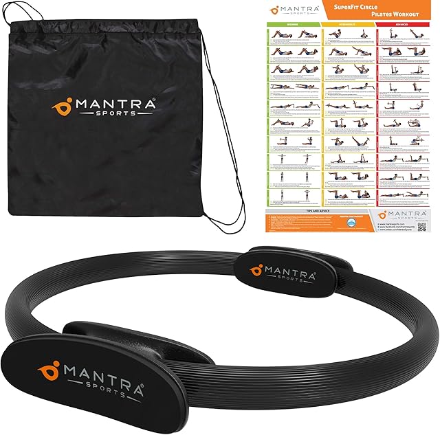 Pilates Ring Magic Fitness Circle - Exercise Resistance Equipment for Toning & Sculpting Inner & Outer Thighs-Improve Core Power Strength, Flexibility & Posture Pelvic Floor Exerciser-Poster & Bag