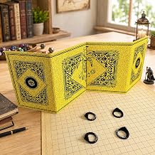 DND DM Screen 4 Panel, Gold Fantasy Dungeon Master Screen with Inserts