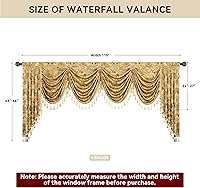 Vista 17 de Loom and Mill Luxury Waterfall Valances for Windows, Elegant Jacquard Thick Swag Curtains Valance with Tassels for Living Room, Bedroom Party Light