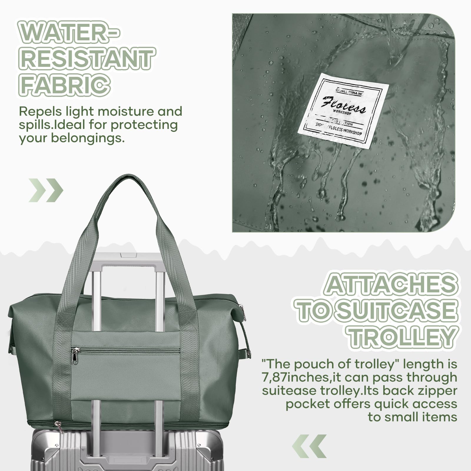 Reisetasche Damen Sporttasche 40x30x20 Ryanair Handgepäck Tasche Weekender Bag Schwimmtasche Wasserdicht Travel Duffle Bag Wickeltasche Trainingstasche Frauen für Reise Gym,J3-Green
