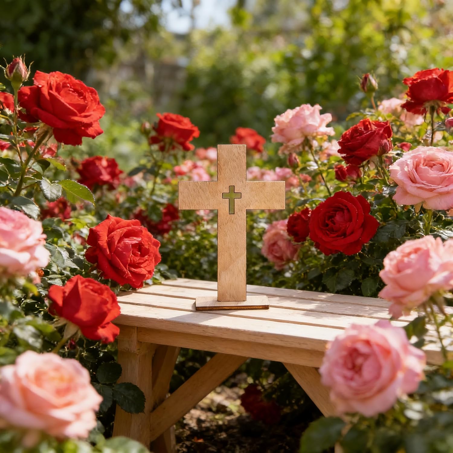 MHFOOU 20PCS Wooden Crosses for Crafts, Unfinished Wood Standing Cross with Base, Small Wooden Crosses Centerpieces for DIY Table First Communion Outdoor Church Home Room Decor image 3