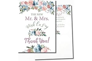 Pre-written Wedding Thank You Table Cards - 50 Floral Postcards