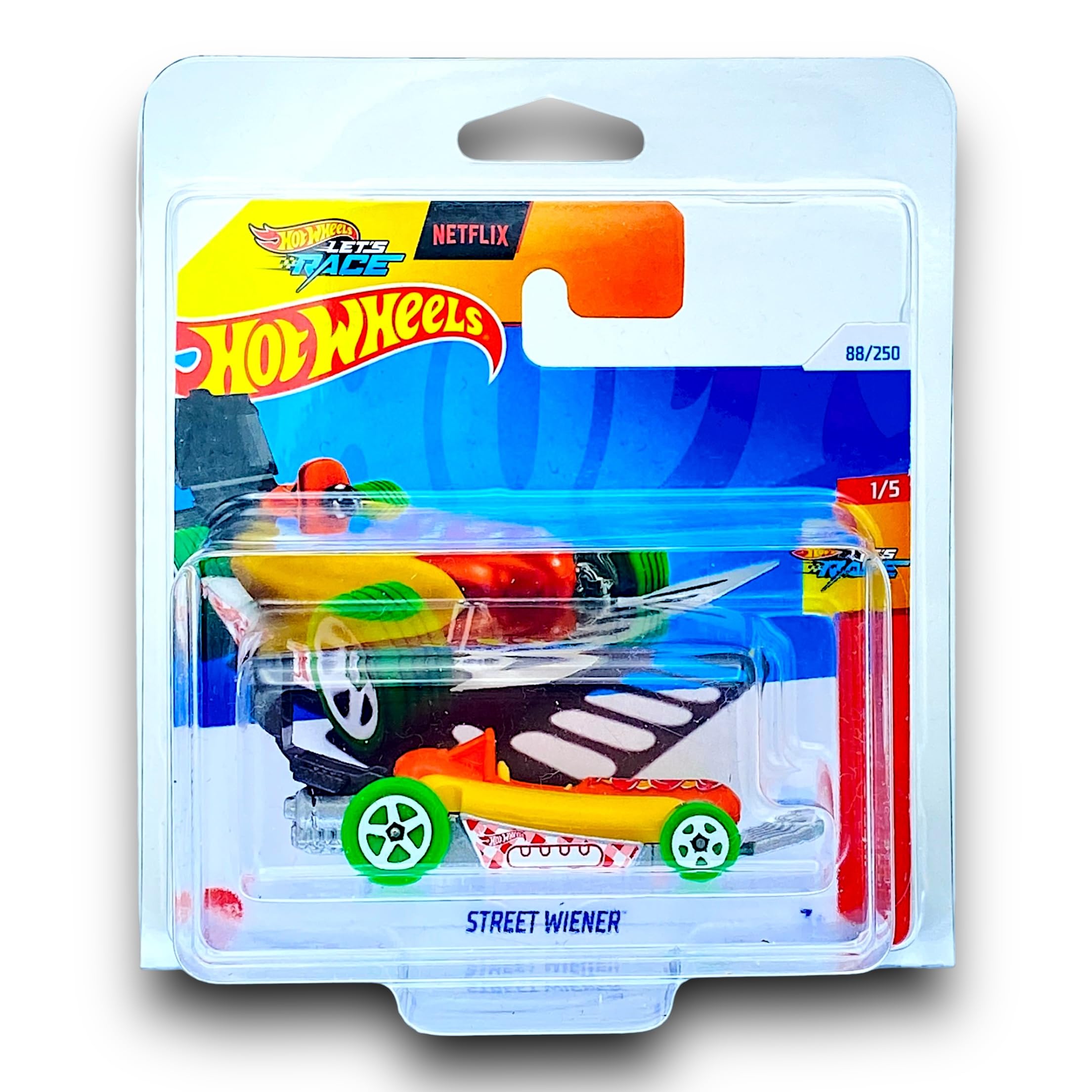 Hot Wheels Street Wiener (Brown, Green & Black Let's Race) 1/5 Let's Race - 2024-88/250 (Short Card) - COMES IN A GENUINE KLAS CAR KEEPER PROTECTOR CASE - HTC07