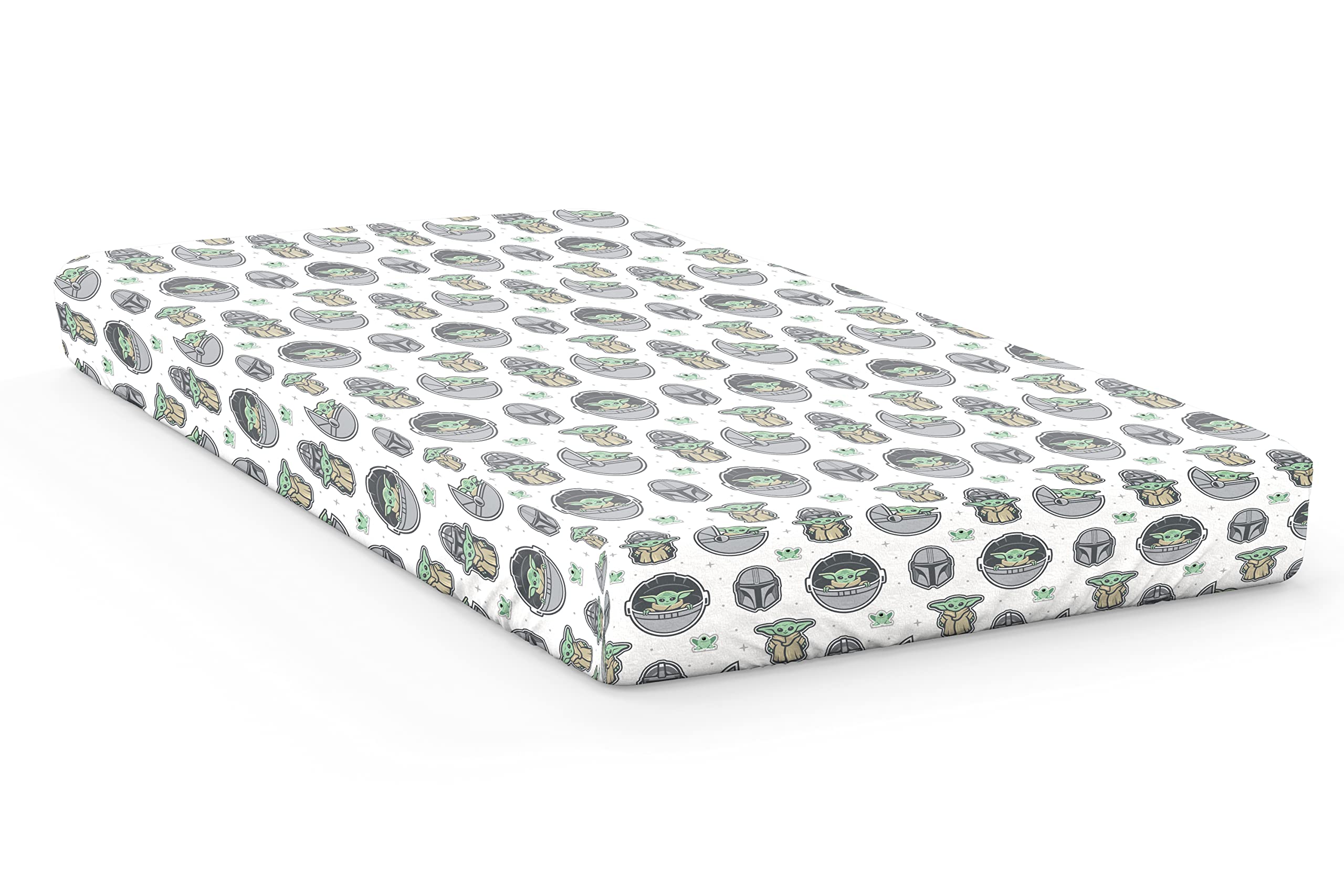 Jay Franco Star Wars Mandalorian The Cutest Bounty 100% Cotton Fitted Sheet 90 x 200 cm Single Size Set of 2,White - Image 3