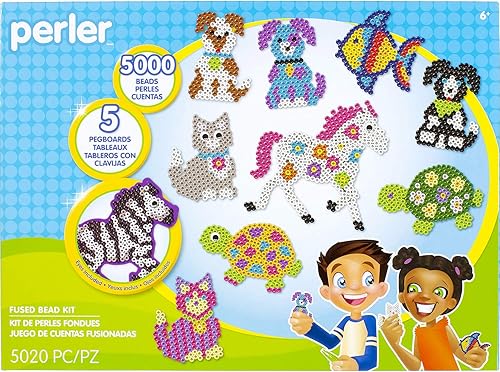 Miniatura 2 de Perler Pet Parade - Kit de manualidades de cuentas fusibles de lujo (5000 piezas) + cuentas Perler de rayas y perlas surtidas (4000 piezas)