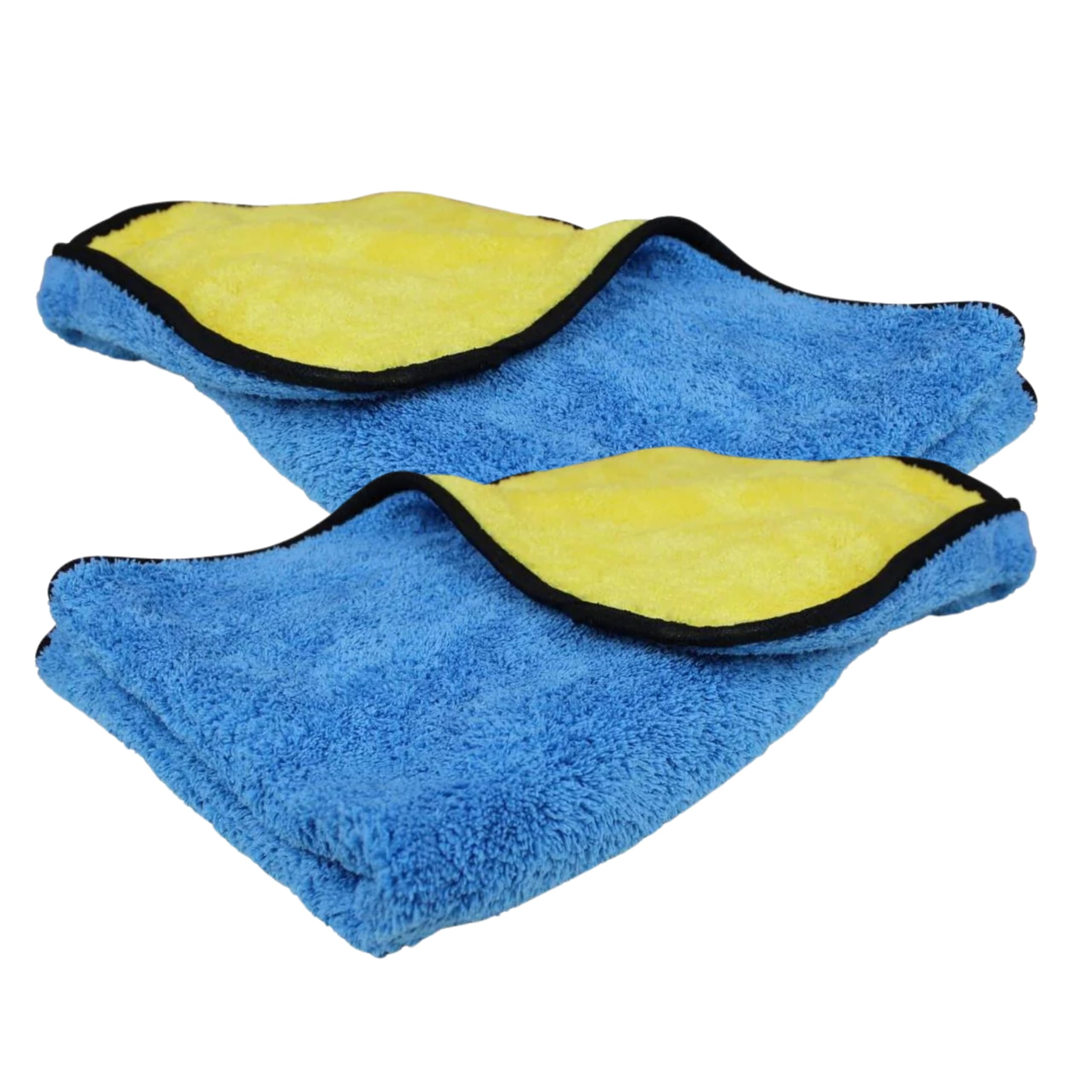 Tek Automotive Blue & Yellow Twin Pack 640Gsm Microfibre Detailing Towels – 50X80cm Supersoft Car Polishing, Buffing & Drying Cloth, Scratch-Free