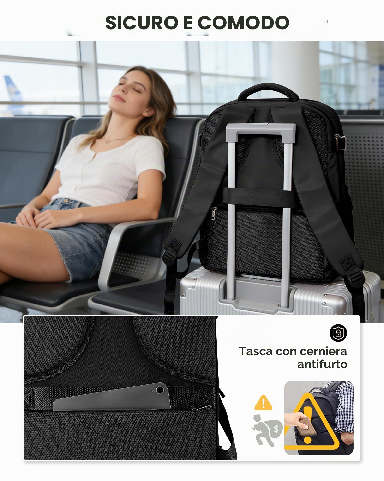 SZSYCN Zaino Ryanair 40x30x20 Sottovuoto con Pompa Zaino da Viaggio | Bagaglio a Mano Ryanair 40x30x20 con Sottovuoto Borsa da Viaggio Antifurto Impermeabile Borsa per Laptop da 16 Pollici