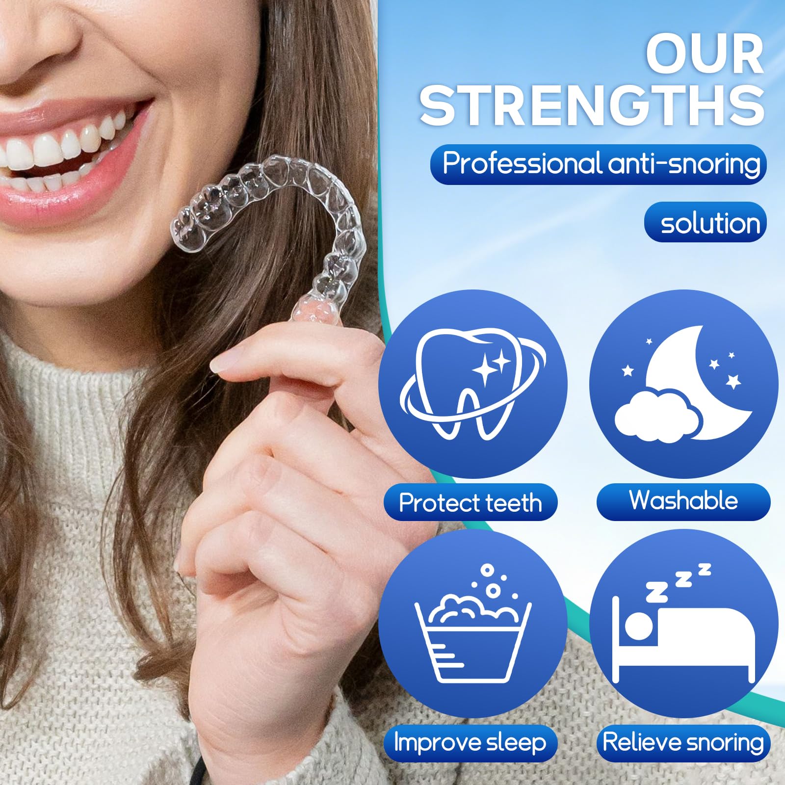 4 Piezas Férula Dental, Protector Bucal Nocturno, Protector Bucal para el Bruxismo, 2 Tamaños Incluidos, Mejorar la calidad del sueño, Fácil de usar, Adecuado Para hombres y mujeres — view 7