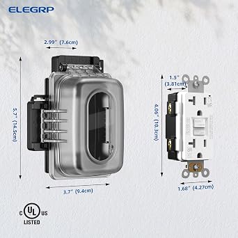ELEGRP Outdoor GFCI Outlet with Extra-Duty in Use Cover, 20 Amp TRWR Self-Test GFI Receptacle, 1 Gang Weather Resistant in-Use Cover, Lockable, Horizontal/Vertical Mount, UL Listed, 1 Pack, White