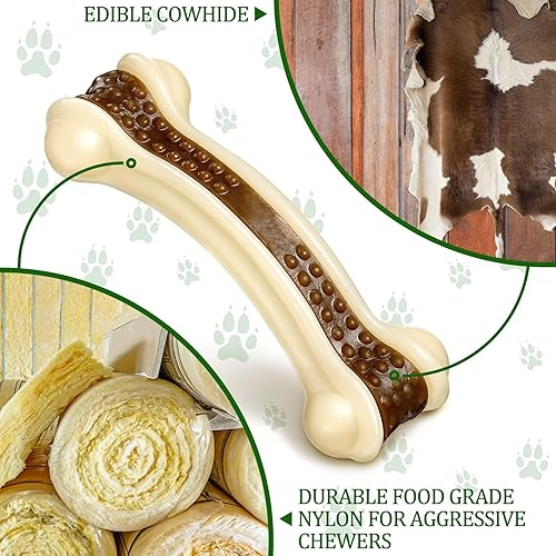 Miniatura 4 de Sosation Juguetes para perros con forma de huesos para masticadores agresivos, paquete de 2 juguetes para masticar para cachorros, de nailon, sabor