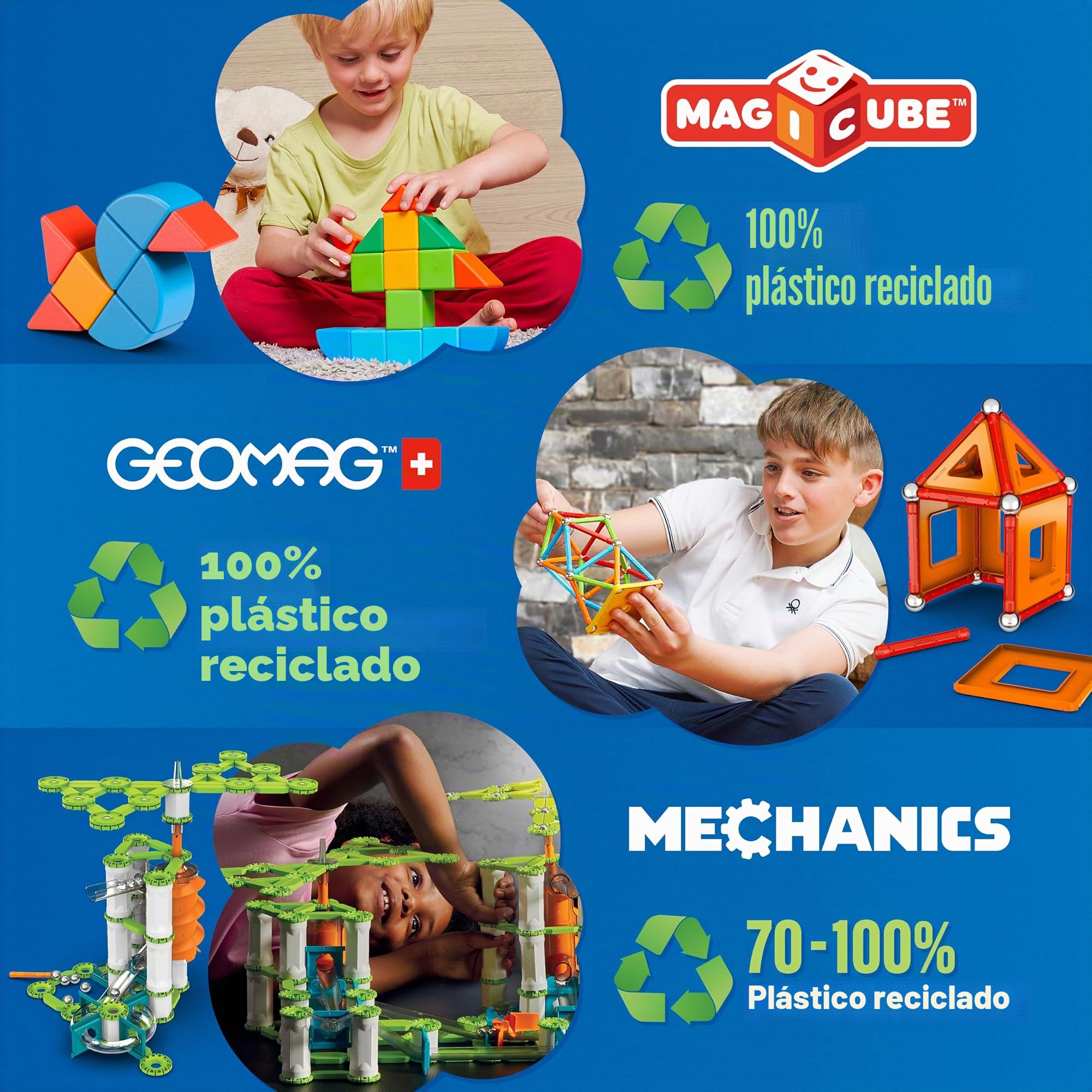Geomag - Mechanics Motion Magnetic Gears - Juego Educativo y Creativo para Niños - Bloques de Construcción Magnéticos - Juego de 96 Piezas