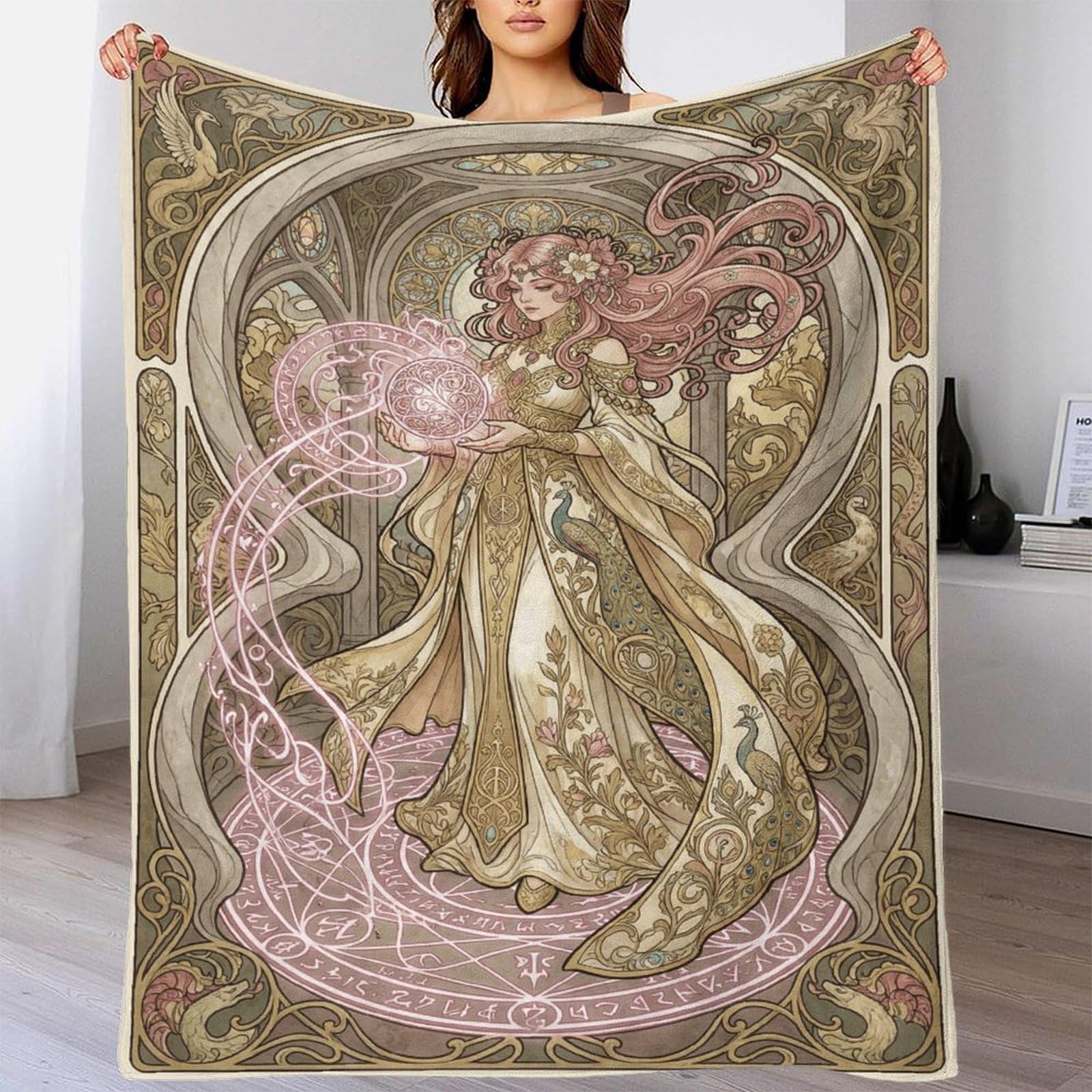 W7C8U2X3 Art Nouveau Mucha Woman for Soft Throw Blanket, Bedroom Sofa Couch