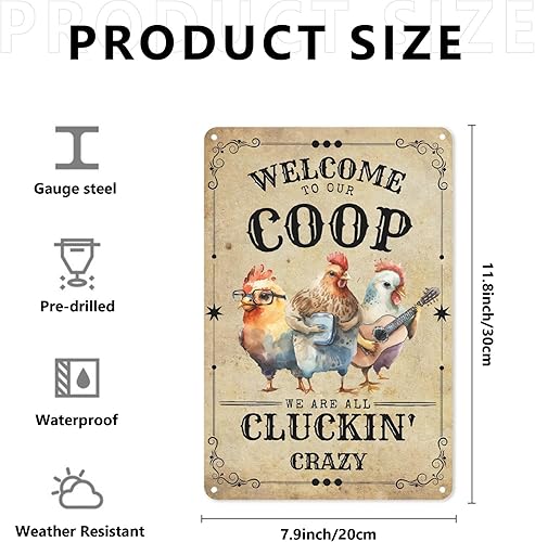 Miniatura 3 de Letrero de metal para decoración de gallinero, decoración de pared, divertidos carteles de hojalata, carteles artísticos para pared, impresiones