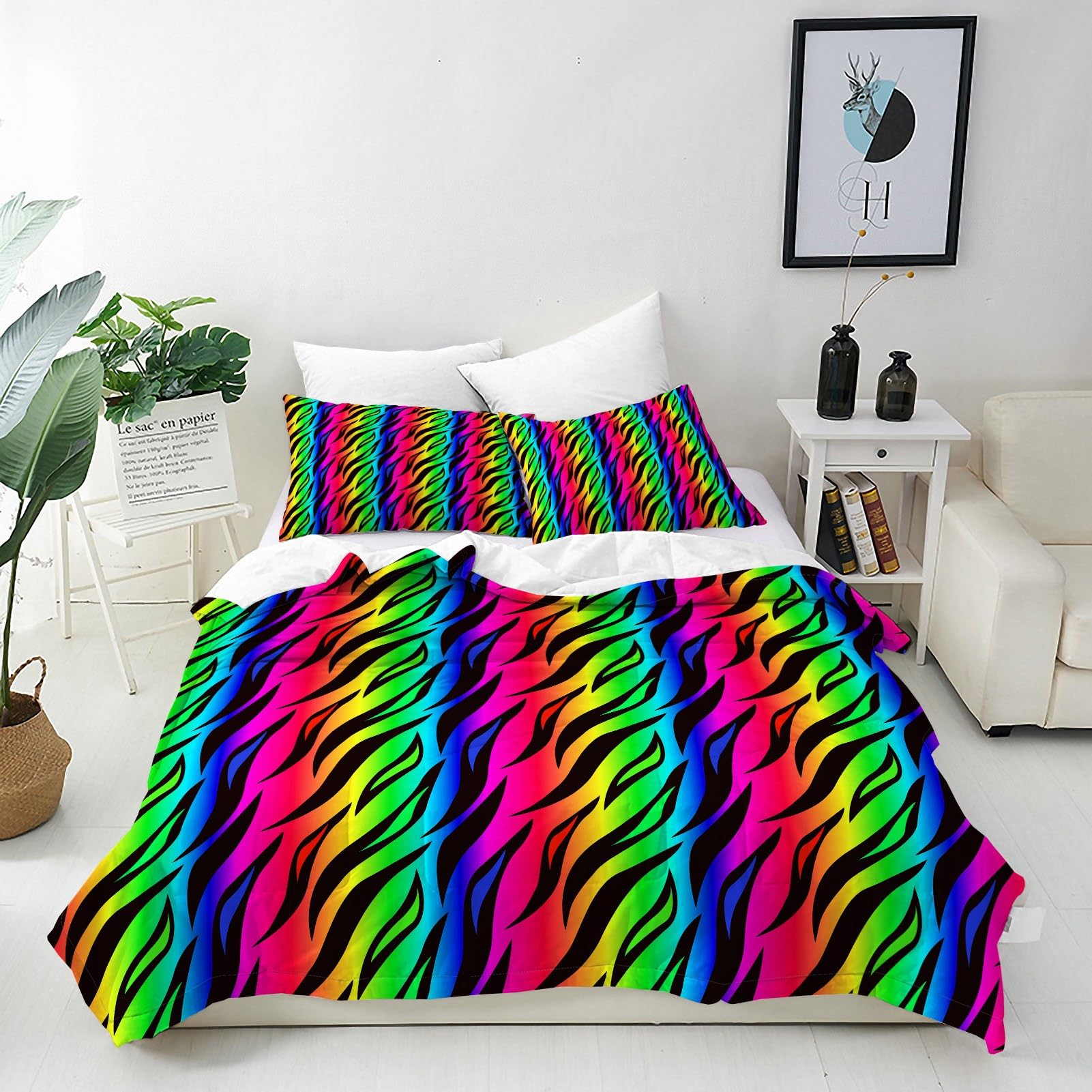 ANHOPE Rainbow Tiger Skin Stripe Duvet Cover Set King 230x220cm