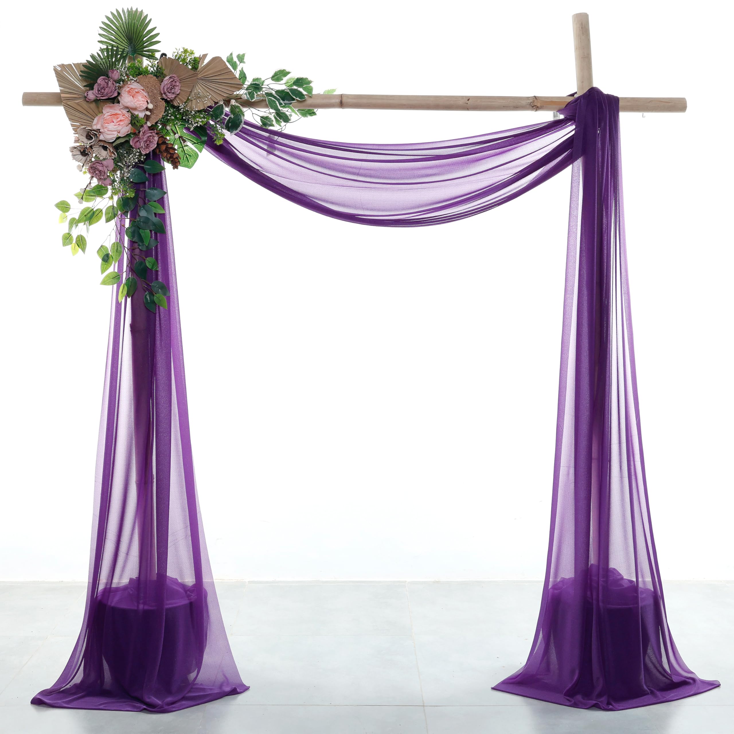 VDS Pack of 1 Panel (30 Inch X 100 Feet) Wedding Arch Draping Fabric Sheer Chiffon Fabric Drapery for Wedding Ceremony Reception Swag Backdrop Canopy Chuppah ARBO Altars Decoration (Purple) — image 1