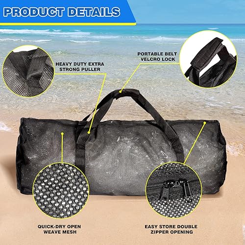 Miniatura 3 de GSE Large Mesh Sports Equipment Duffel Bag, Scuba Bag, Duffle Bag with Zipper for Diving Equipment for Gym Gear, Sports Balls, Scuba Gear,