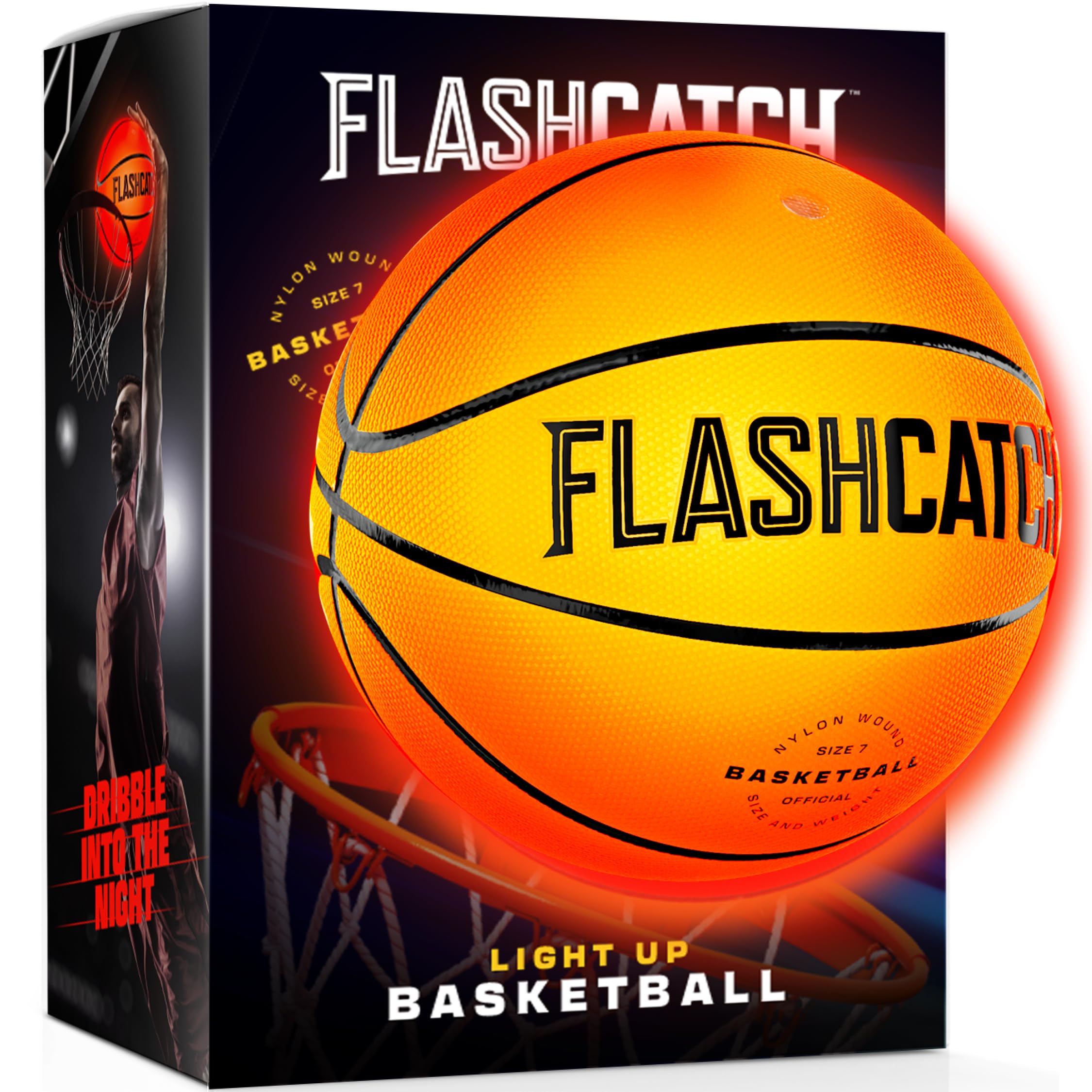 FlashCatch Light Up Basketball - Glow in The Dark - Sports Gear Accessories Gifts for Boys 8-15+ Year Old - Kids Teens Gift Birthday Ideas - Teen Boy Toys Ages 8 9 10 11 12 13 14 15 Outdoor TeenagerFlashCatch Light Up Basketball - Glow in The…