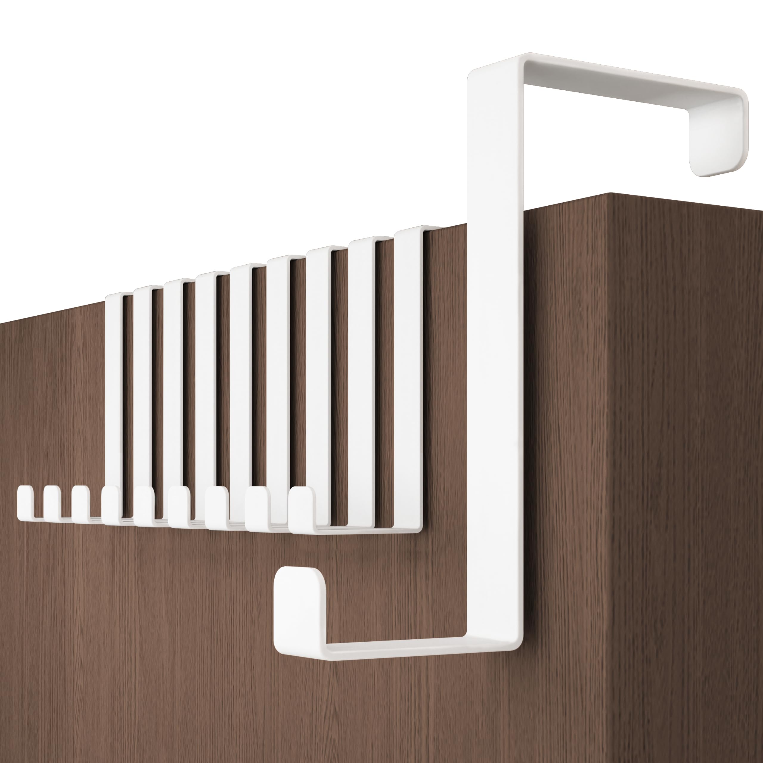 Menz attaccapanni da porta - 10 pezzi, bianco - ganci porta 4,1 cm e 4,6 cm, ganci appendiabiti resistenti, appendi abiti per porte, ideale per ogni ambiente