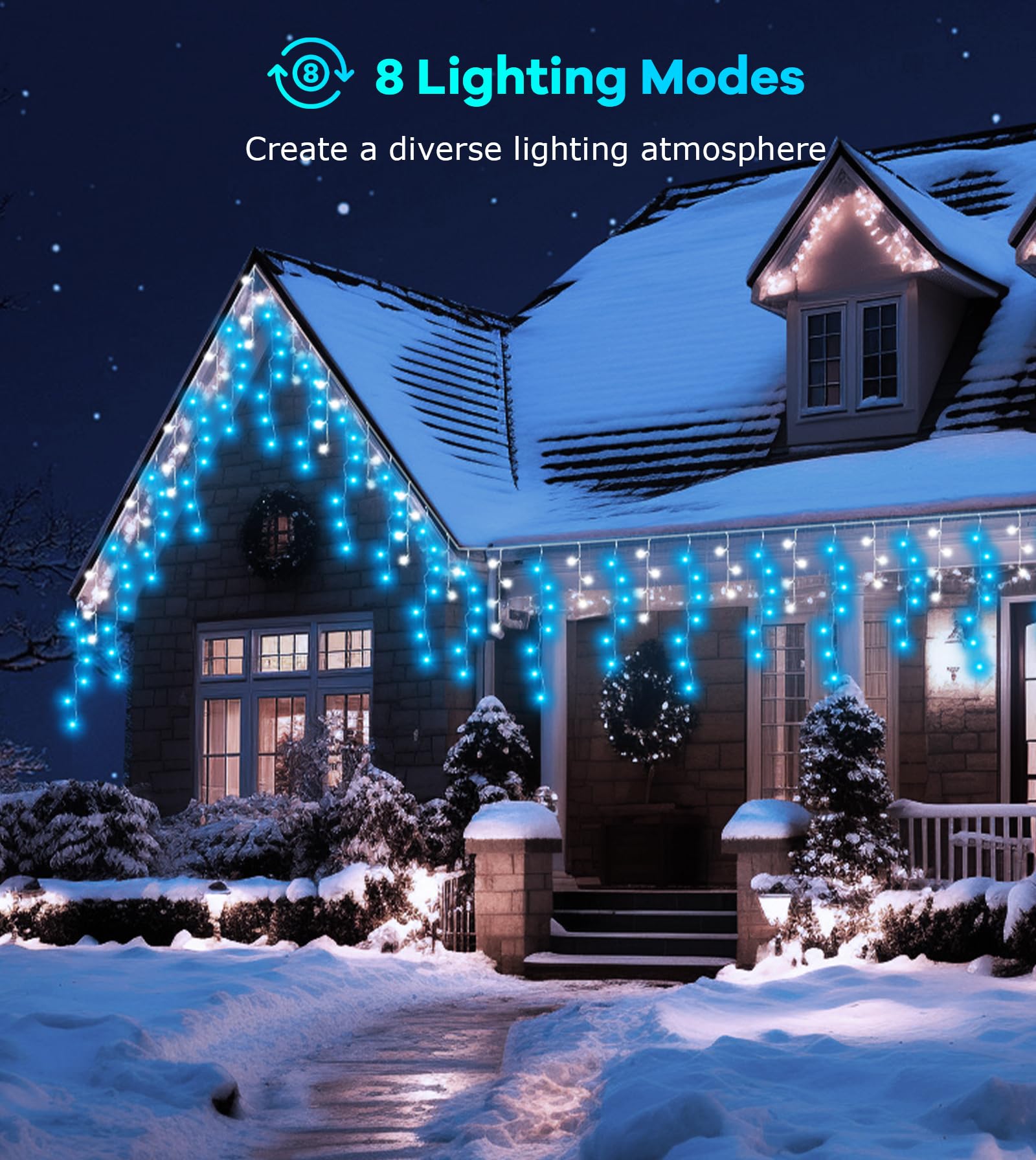 ULIGHTOWN Icicle Outdoor Christmas Lights, 5M 120LED Icicle Lights Outdoor Waterproof - Image 4