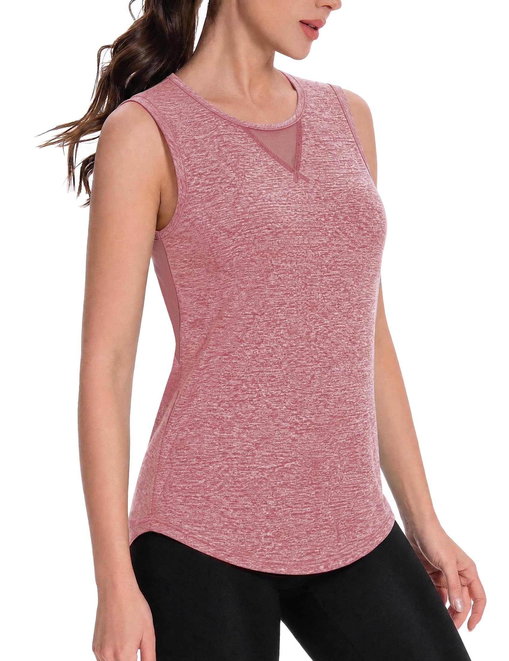 Crewhpo Sport Top Damen Tank Top Sommer Ärmelloses Sportshirt Fitness Oberteil Laufshirt Wandershirt Atmungsaktiv Yoga Shirt mit Netzeinsatz Schnelltrocknend S-XXL