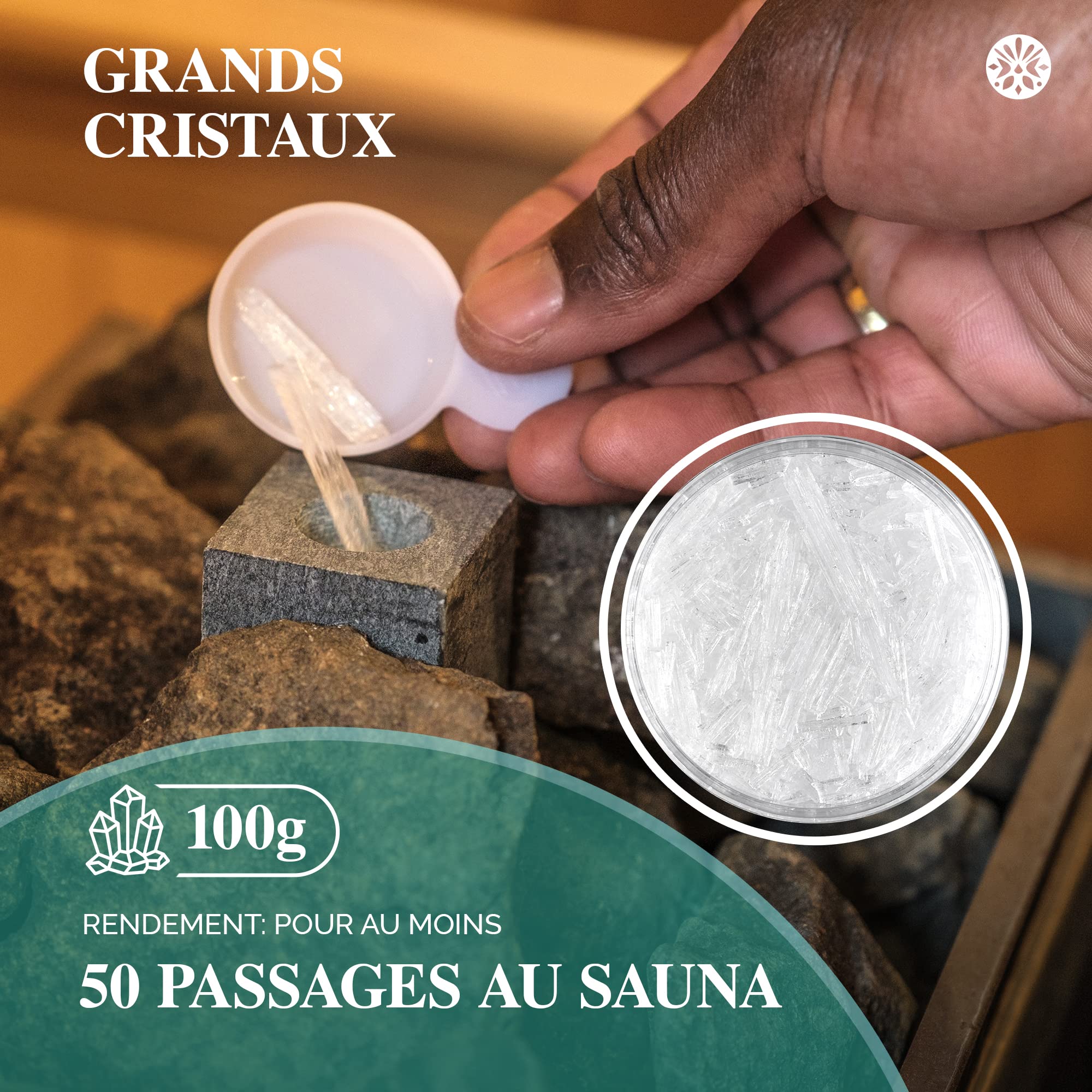 LoWell® 100g Cristaux de menthol 100% menthe pure - Idéal comme infusion pour le sauna dans une boîte refermable - Menthol