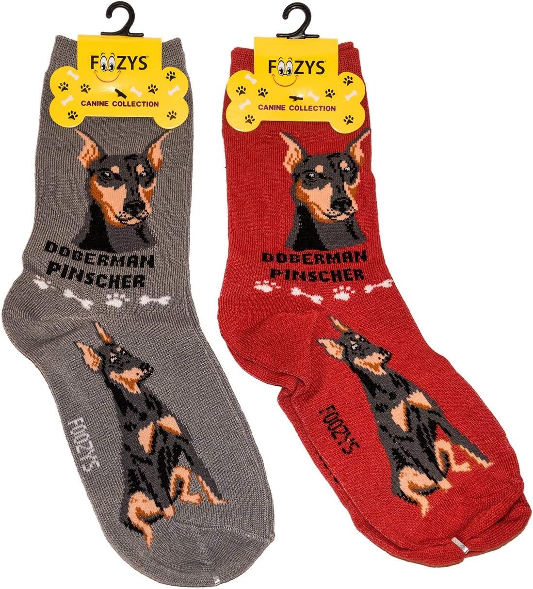 Foozys Unisex Crew Socks | Canine/Dog Collection | Doberman Pincher