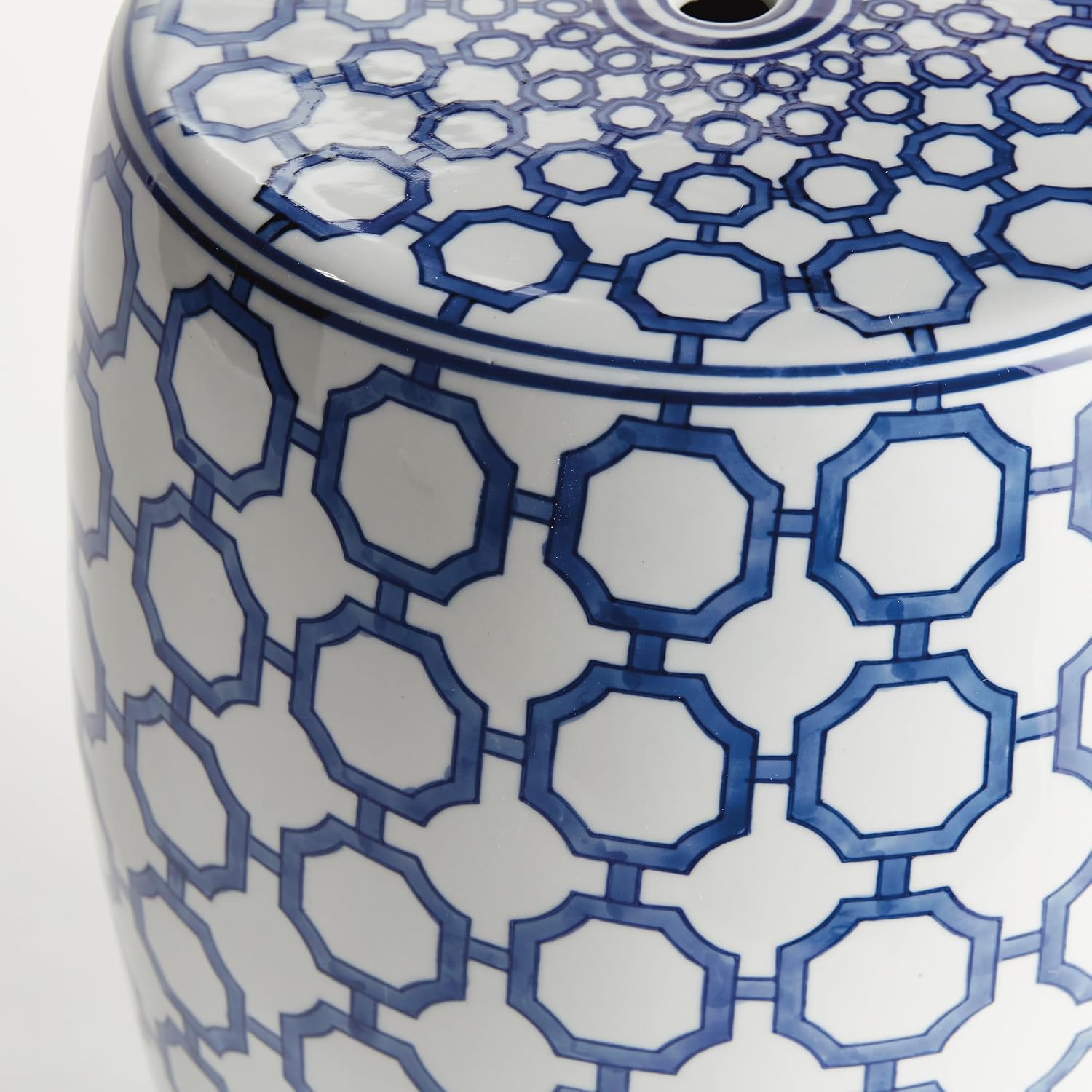 Napa Home & Garden Barclay Butera Dynasty Link Stool - Blue & White Ceramic Blue,White