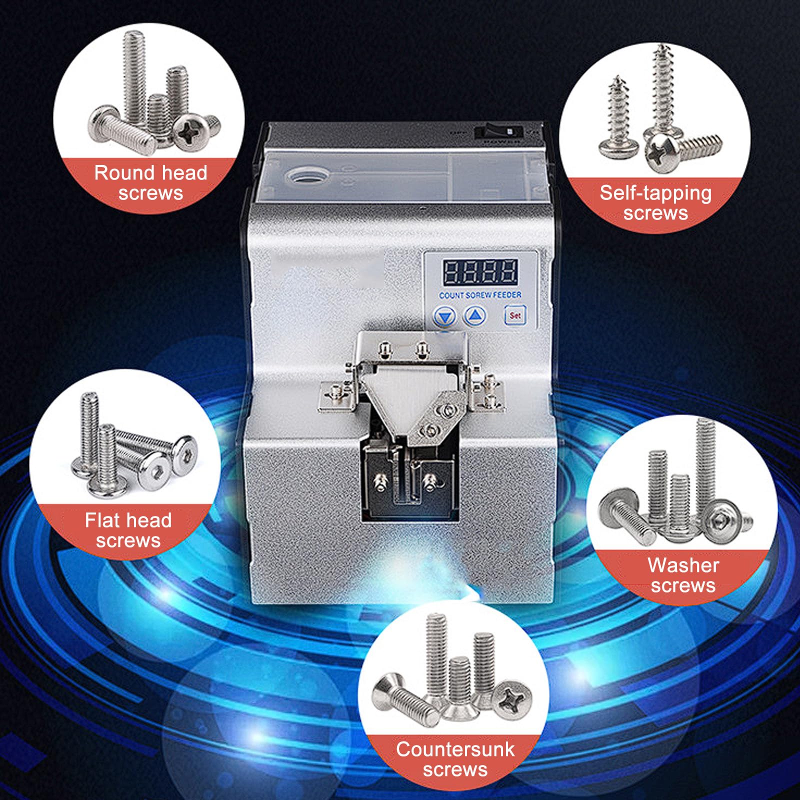Alimentador De Tornillos EléCtrico, MáQuina De OrganizacióN De Tornillos, Equipo De AlimentacióN AutomáTica De Tornillos con Riel De Capacidad De 500 CC, para ProduccióN Industrial