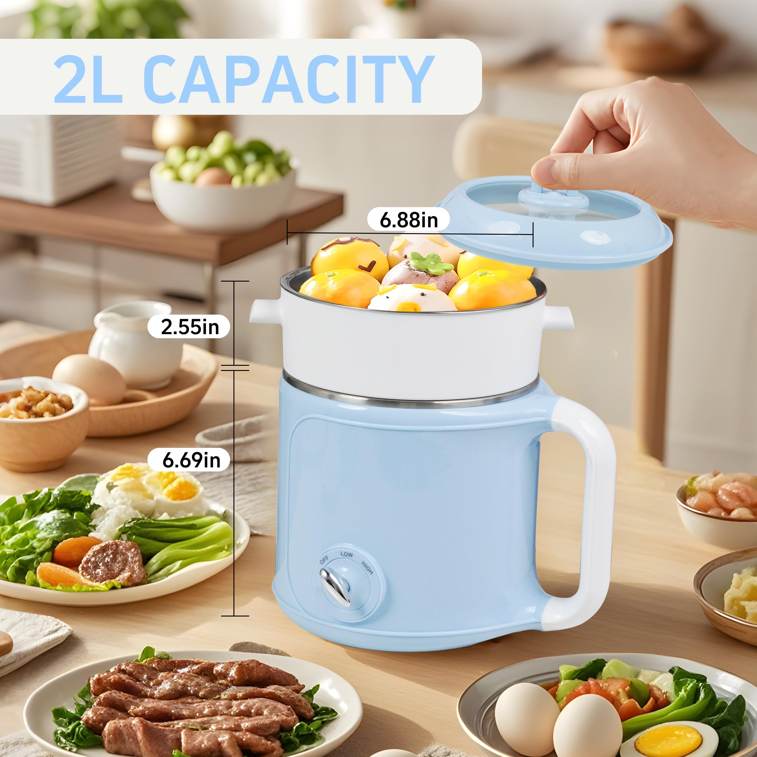 Amazon.com: Ksalinameslon Hot Pot Electric with Steamer，2.0 L