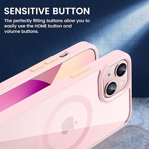 Miniatura 4 de VEGO Funda magnética para iPhone 13 y iPhone 14 compatible con MagSafe, parte trasera de policarbonato duro transparente + marco de TPU suave,