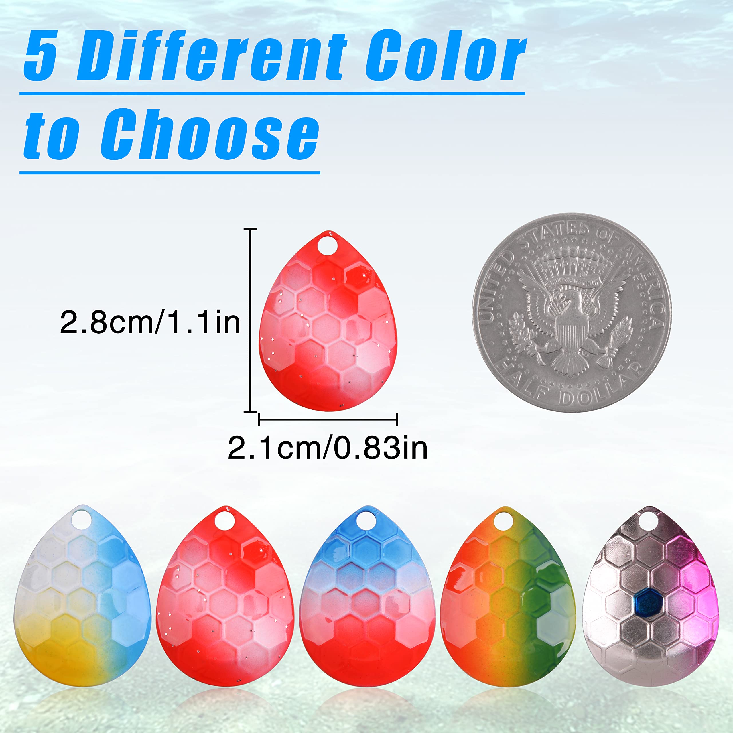 Fishing Spinner Blades for Lure Making Kit, 30pcs Hammered Colorado Blades for Spinnerbaits, Walleye Rig, DIY Crawler Harness, Trout, Salmon, Bass Fishing Mixed Colors