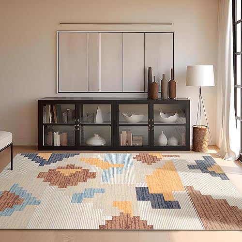 Miniatura 450 de Phantoscope Vintage Collection - Alfombra de área de 8 x 10 pies, alfombra grande para sala de estar, lavable, bohemio, antideslizante