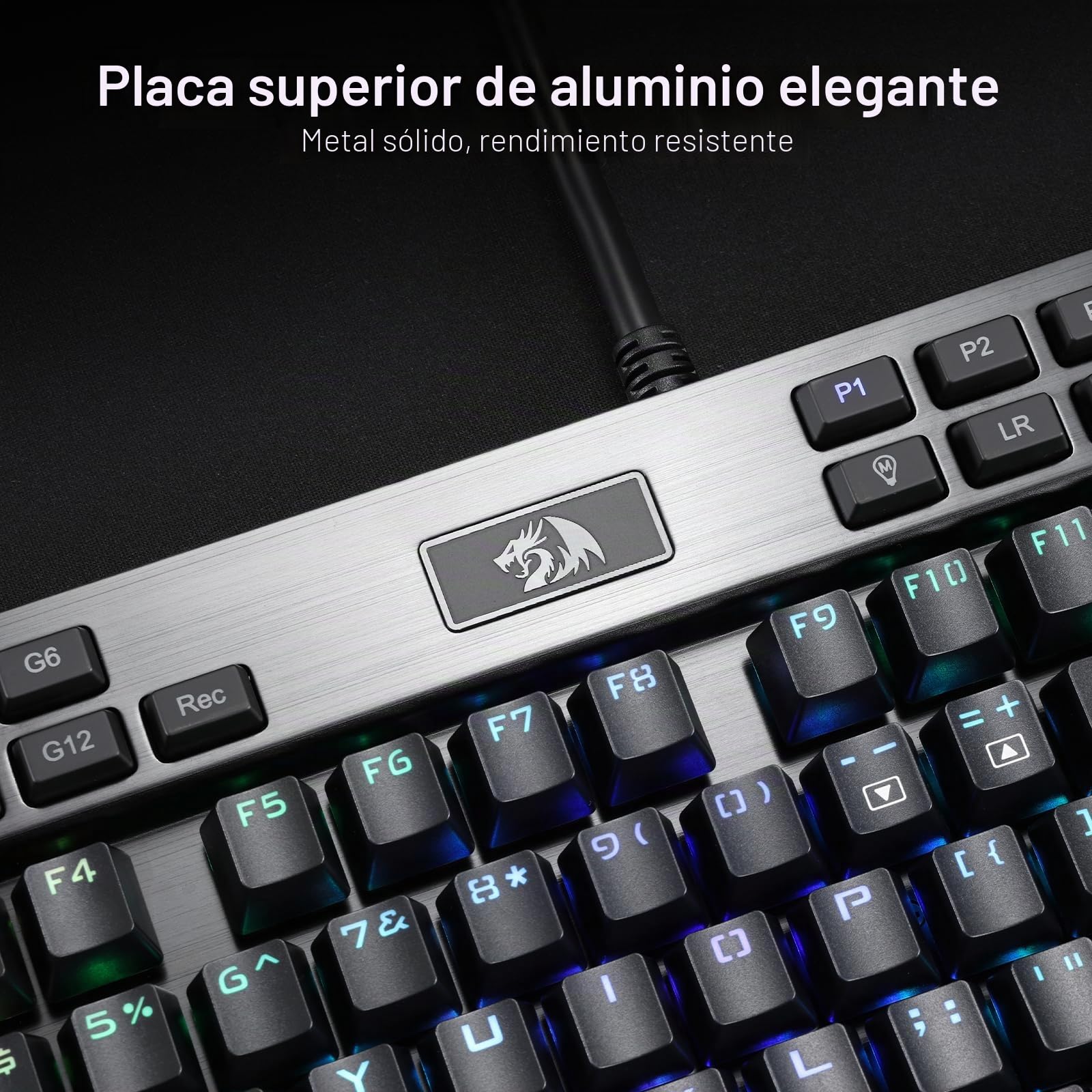 Redragon K550 Teclado Gaming RGB Mecánico Cable 104+12 Teclas Macro US Layout