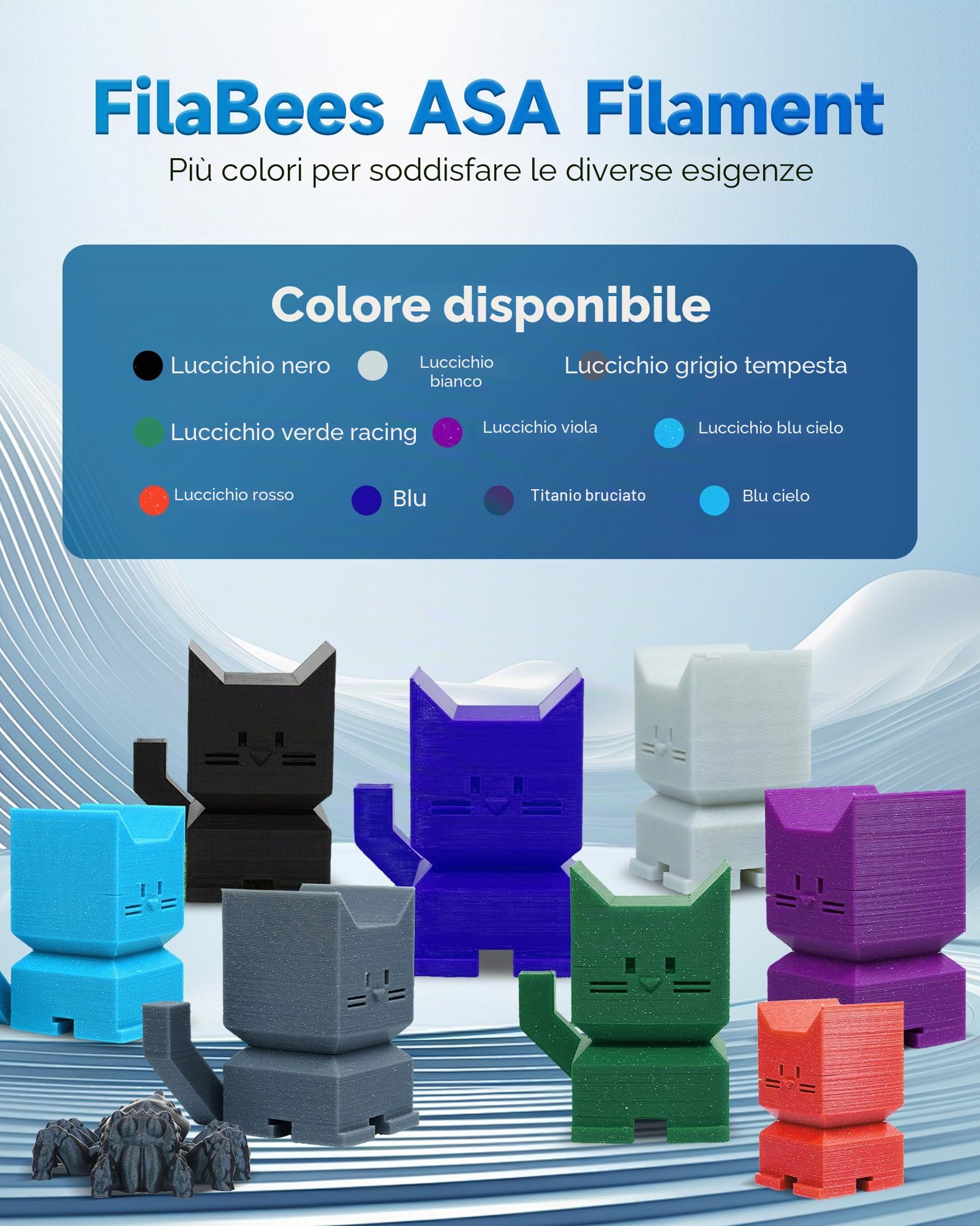 ASA Filamento 1,75 mm Sparkle Purple, filamento per stampante 3D per la stampa di parti funzionali all'aperto, resistente alle intemperie e al calore, 1 kg, viola