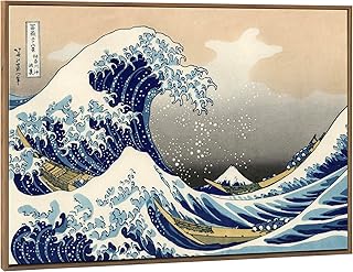 Wieco Art Framed Art Great Wave of Kanagawa Katsushika Hokusai Giclee Canvas Prints Wall Art Large Abstract Seascape Paintings for Home Living Room Decorations