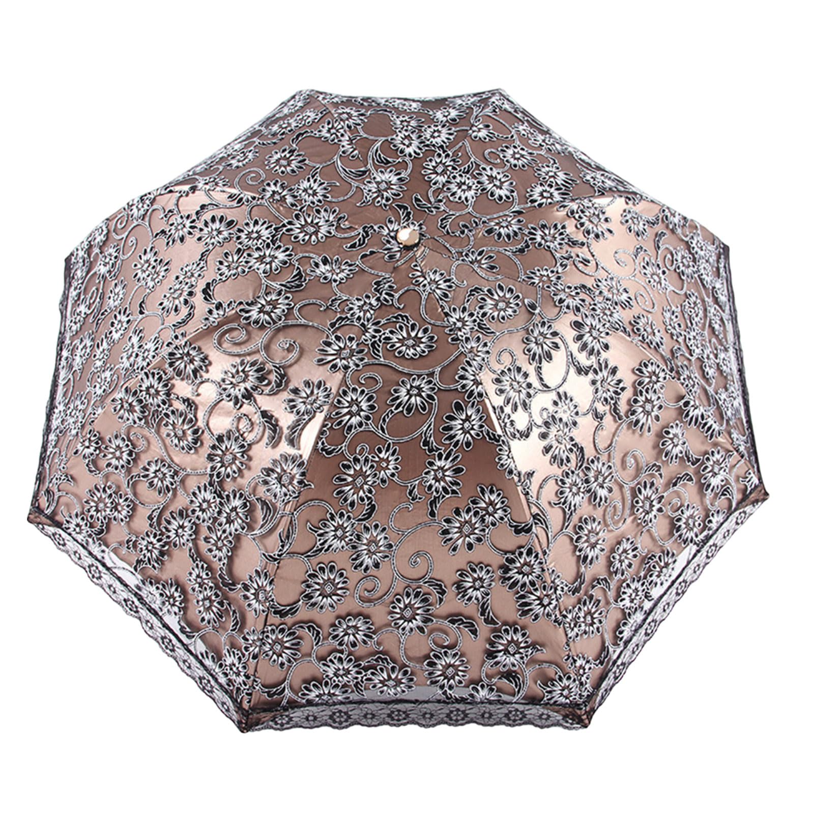 Vynetra Women's Black Princess Sunshade Parasols Protections Double-Layer Umbrella Rainy Foldable Embroidered Lace Umbrella