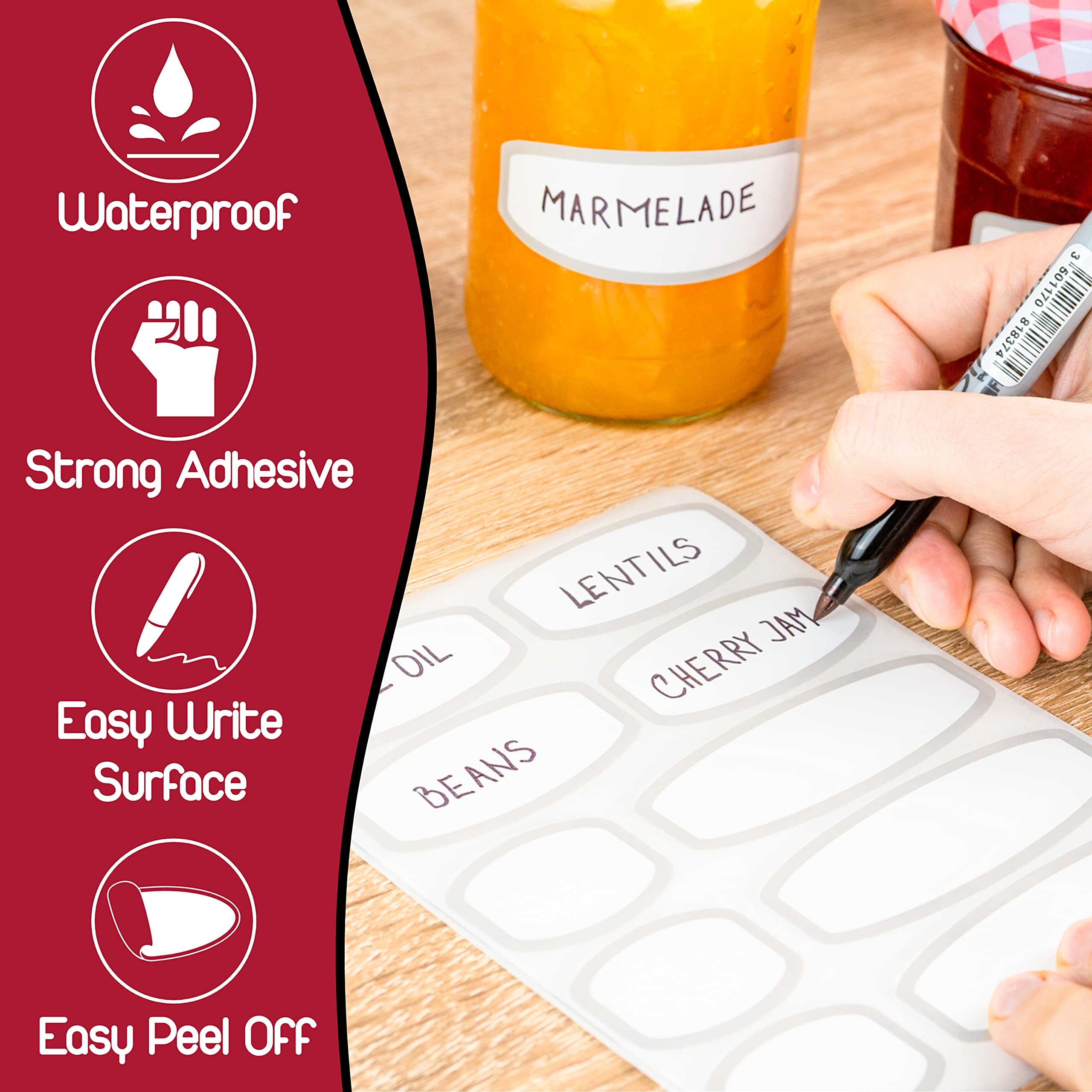 Innoveem Sticky Labels for Jars 100 Self Adhesive Labels for Storage
