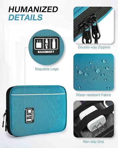 Vista 19 de Funda organizadora BAGSMART universal y portátil para cables y cargadores, Negro