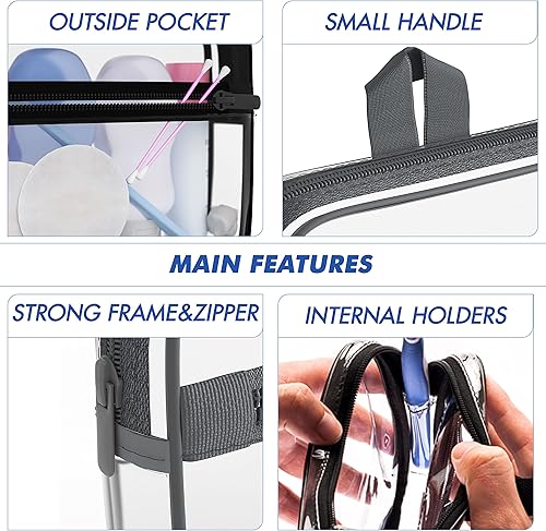 Miniatura 3 de Bolsa de aseo aprobada por la TSA - Bolsa de cosméticos de viaje transparente 311 con asa - Bolsa de aseo transparente - Bolsa de maquillaje de PVC