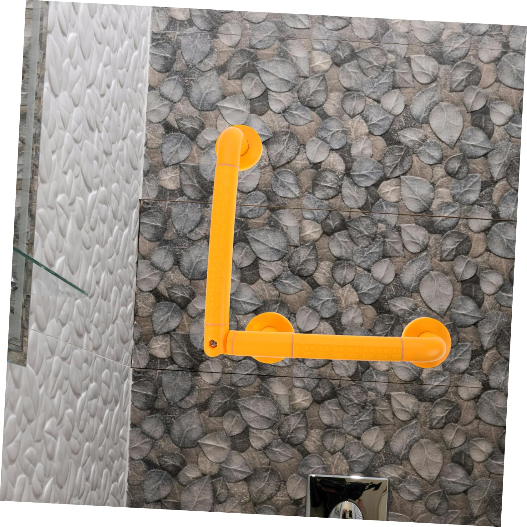 Barra de Apoyo para Baño Amarilla de Plástico y Acero Inoxidable | Bañera y Ducha, Agarre Antideslizante y Cómodo, Pensado para Niños y Personas Discapacidad