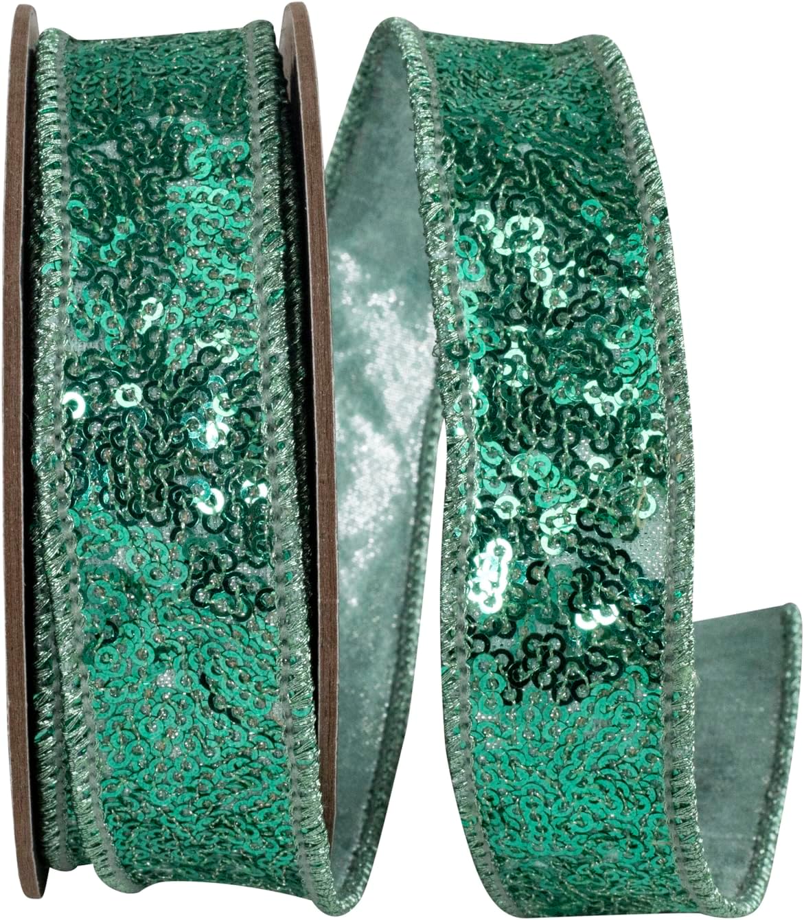 Ribbon - Metallic Sequin Fantasy Deluxe Metallic Backed Wired Edge, Red, 1 Inch, 5 Yards