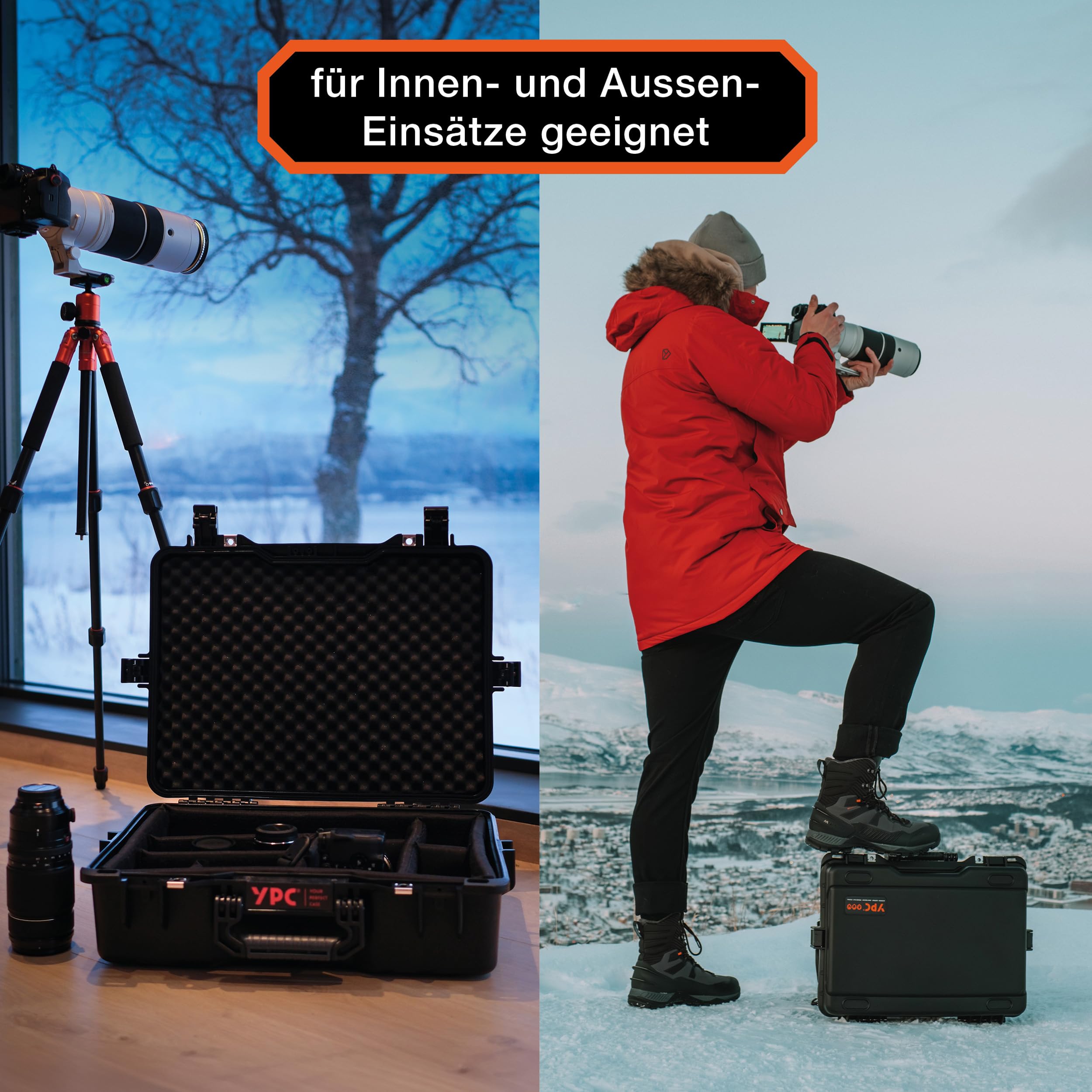 YPC Xplorer Case XL – 53cm x 40cm x 18cm Outdoor Case, Fotokoffer gepolstert wasserdicht, Kamera Koffer Hardcase, Transportkoffer für Drohne, stapelbar