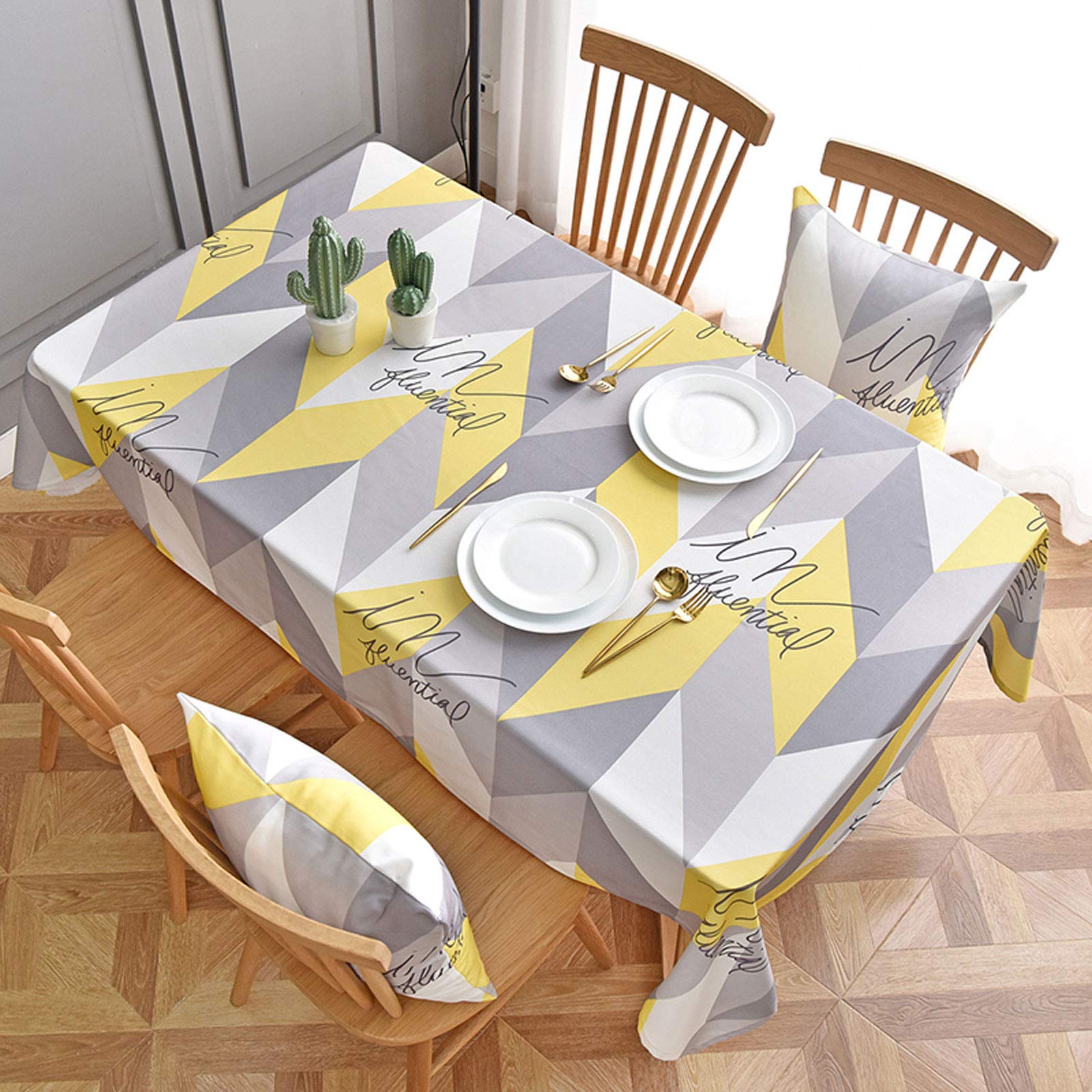 ZJM Table Cloth Wipeable Tablecloth PVC Plastic Wipe Clean Waterproof Square Table Cover Protector For Kitchen Picnic Outdoor Indoor,Water Resistant Tablecloth For Home